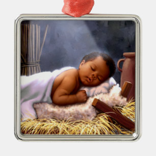 Afrikaans Amerikaans Baby Jesus Christmas Metalen Ornament