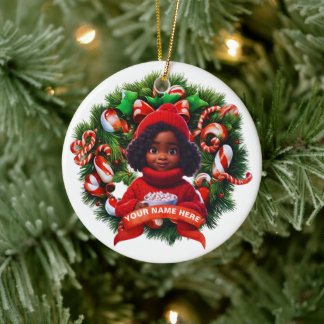 Afrikaans Amerikaans Baby Meisje Kerstmis HMarchme Keramisch Ornament