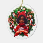 Afrikaans Amerikaans Baby Meisje Kerstmis HMarchme Keramisch Ornament (Links)