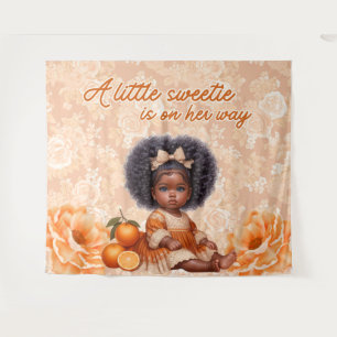 Afrikaans Amerikaans Baby Meisje   Zoete Oranje Vi Wandkleed