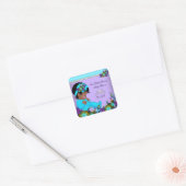 Afrikaans-Amerikaans Baby shower Blauwgroen Paars Vierkante Sticker (Envelop)