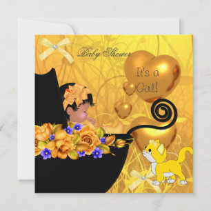 Afrikaans-Amerikaans Baby shower Girl Kitten Oranj Kaart