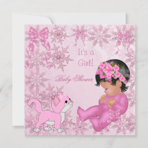 Afrikaans-Amerikaans Baby shower Girl Kitten Pink Kaart