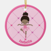 Afrikaans Amerikaans Ballerina Custom Roze Kerstmi Keramisch Ornament (Voorkant)