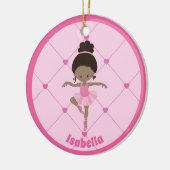 Afrikaans Amerikaans Ballerina Custom Roze Kerstmi Keramisch Ornament (Links)