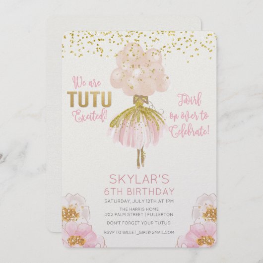 Afrikaans Amerikaans Ballet Verjaardag uitnodiging (Voorkant / Achterkant)