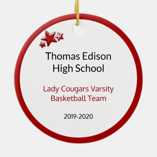 Afrikaans-Amerikaans Basketbalmeisje in rood en wi Keramisch Ornament (Achterkant)