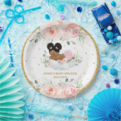 Afrikaans Amerikaans Blush Bloemen Meisje Baby sho Papieren Bordje (Feest)