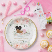 Afrikaans Amerikaans Blush Bloemen Meisje Baby sho Papieren Bordje (Feest)