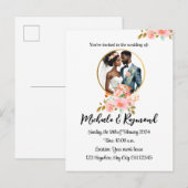 Afrikaans Amerikaans bruidspaar bruiloft Aankondigingskaart (Voorkant / Achterkant)