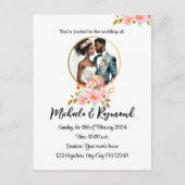 Afrikaans Amerikaans bruidspaar bruiloft Aankondigingskaart (Voorkant)