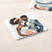 Afrikaans Amerikaans bruidspaar bruiloft Kartonnen Onderzetters (Gebogen)