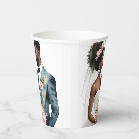 Afrikaans Amerikaans bruidspaar bruiloft Papieren Bekers (Rechts)