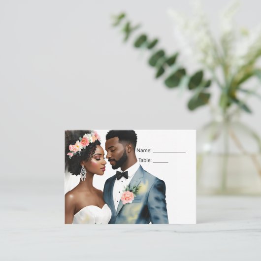 Afrikaans Amerikaans bruidspaar bruiloft Plaatskaartje (Staand voorkant)