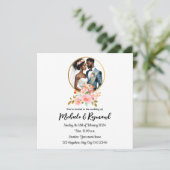 Afrikaans Amerikaans bruidspaar bruiloft uitnodigi Kaart (Staand voorkant)