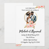 Afrikaans Amerikaans bruidspaar Save The Date (Voorkant / Achterkant)