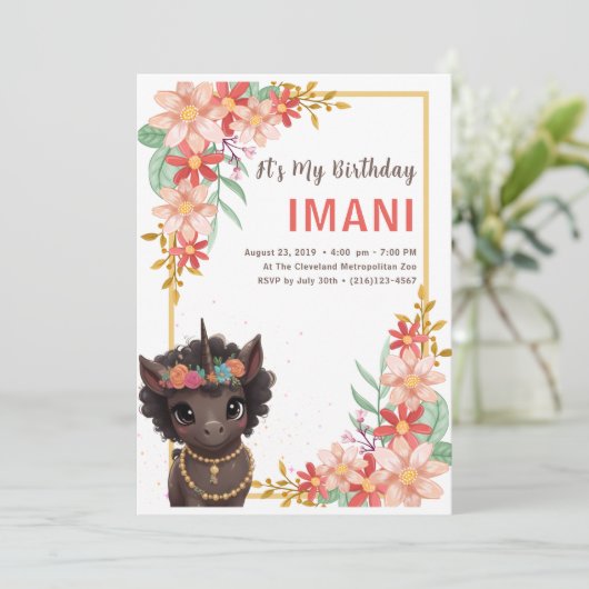 Afrikaans Amerikaans Bruin Eenhoorn Kinderen Verja Kaart (Staand voorkant)