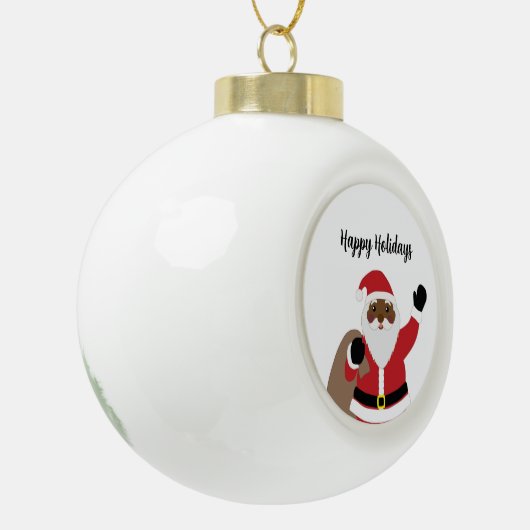 Afrikaans Amerikaans Ceramin Santa Claus Ornament (Links)