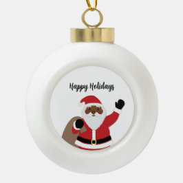 Afrikaans Amerikaans Ceramin Santa Claus Ornament