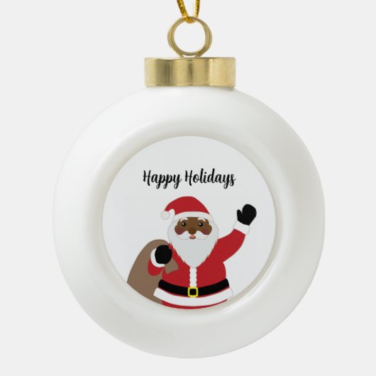 Afrikaans Amerikaans Ceramin Santa Claus Ornament (Voorkant)