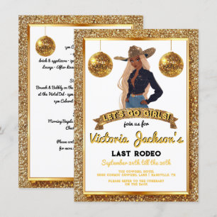 Afrikaans Amerikaans Cowgirl Gouden Glitter Laatst Kaart