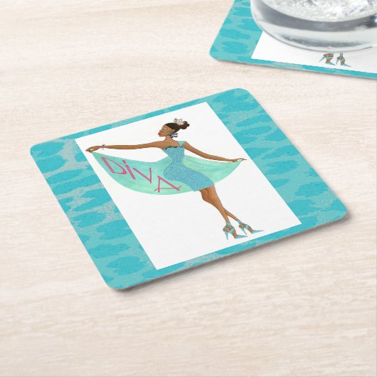 "Afrikaans+Amerikaans+Diva" Kartonnen Onderzetters (Schuin)