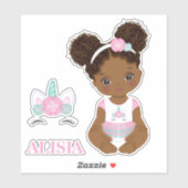 Afrikaans Amerikaans Eenhoorn Baby Meisje Vinyl St Sticker (Vel)
