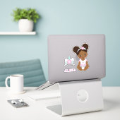 Afrikaans Amerikaans Eenhoorn Baby Meisje Vinyl St Sticker (Laptop op bureau)