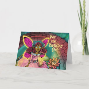 Afrikaans Amerikaans Fairy Blauw Roos Verjaardag Kaart