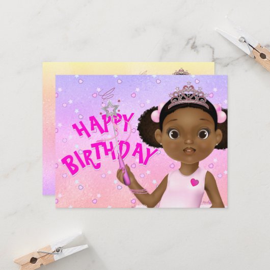 Afrikaans-Amerikaans Feeën Prinses Ballerina Gedic Kaart (Voorkant / Achterkant in situ)