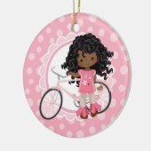 Afrikaans-Amerikaans fietsenmeisje - Roze wit Keramisch Ornament (Links)