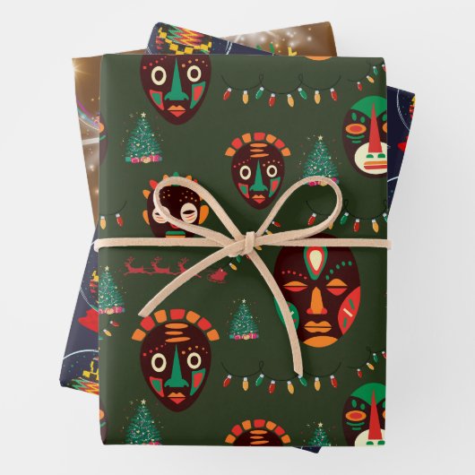 Afrikaans-Amerikaans geïnspireerd kerst inpakpapie Inpakpapier Vel (In situ)