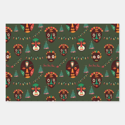 Afrikaans-Amerikaans geïnspireerd kerst inpakpapie Inpakpapier Vel (Voorkant)