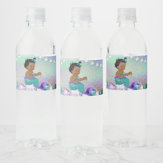 Afrikaans Amerikaans Jewel Mermaid Baby shower Waterfles Etiket (Flessen)