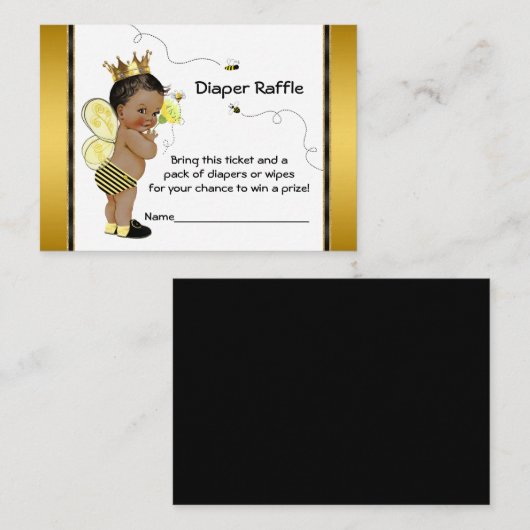 Afrikaans Amerikaans Jongen Luier Raffle Ticket Informatiekaartje (Voorkant / Achterkant)