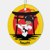 Afrikaans Amerikaans Karate Meisje Aangepaste Kers Keramisch Ornament (Links)