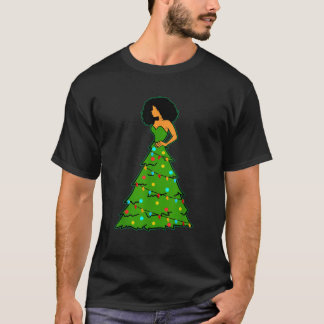 Afrikaans Amerikaans kerstboomkerstboomdecor T-shirt