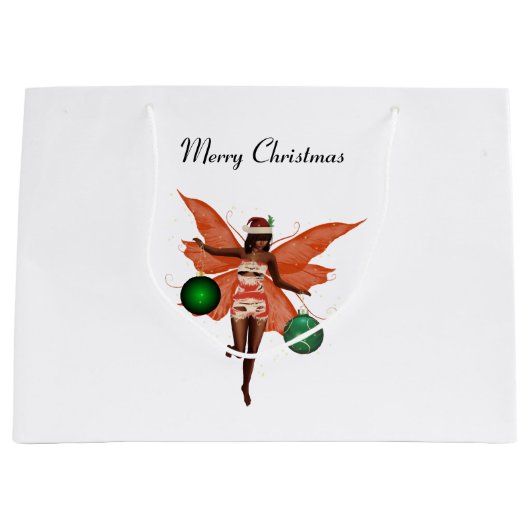 Afrikaans Amerikaans Kerstfeest Fairy Gift Bag Groot Cadeauzakje (Voorkant)