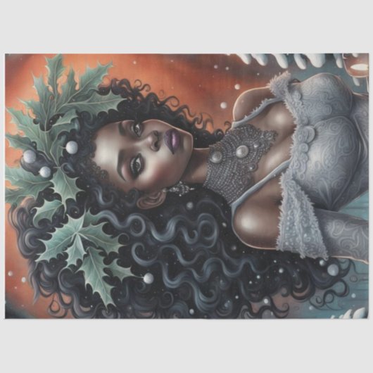 Afrikaans Amerikaans Kerstgodin Decoupage Papier (Voorkant)