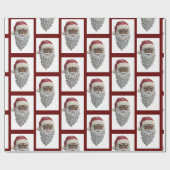 Afrikaans Amerikaans Kerstman Hoofd Kerstcadeau Cadeaupapier (Vlak)