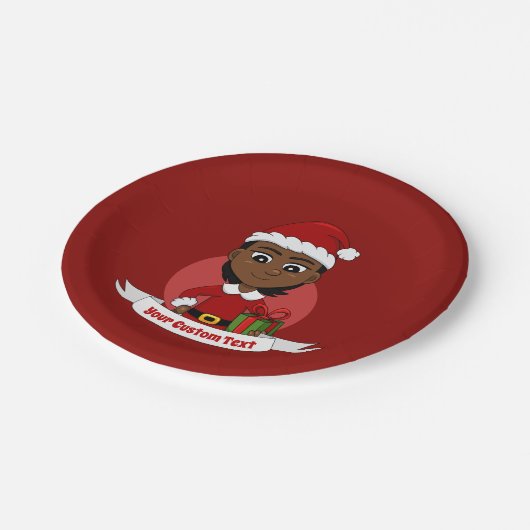 Afrikaans-Amerikaans kerstmeisje met kort haar Papieren Bordje (Gekanteld)