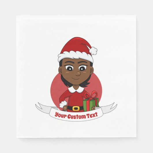 Afrikaans-Amerikaans kerstmeisje met kort haar Servet (Voorkant)