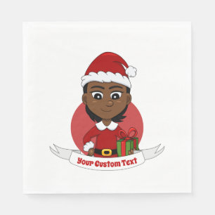 Afrikaans-Amerikaans kerstmeisje met kort haar Servet