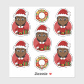 Afrikaans-Amerikaans kerstmeisje met kort haar Sticker (Vel)