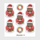Afrikaans-Amerikaans kerstmeisje met kort haar Sticker (Vel)