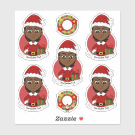 Afrikaans-Amerikaans kerstmeisje met kort haar Sticker