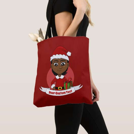 Afrikaans-Amerikaans kerstmeisje met kort haar Tote Bag (Dichtbij)