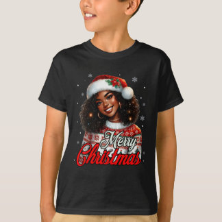 Afrikaans Amerikaans Kerstmis Afrikaans Zwart Vrou T-shirt