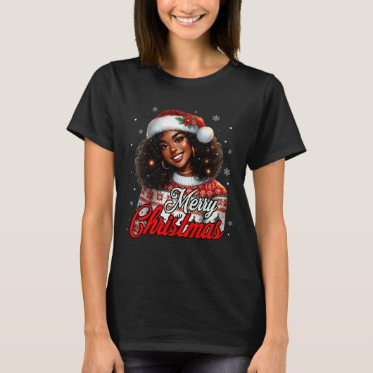 Afrikaans Amerikaans Kerstmis Afrikaans Zwart Vrou T-shirt (Voorkant)