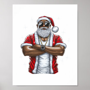 Afrikaans Amerikaans Kerstmis pyjama cool zwart Poster